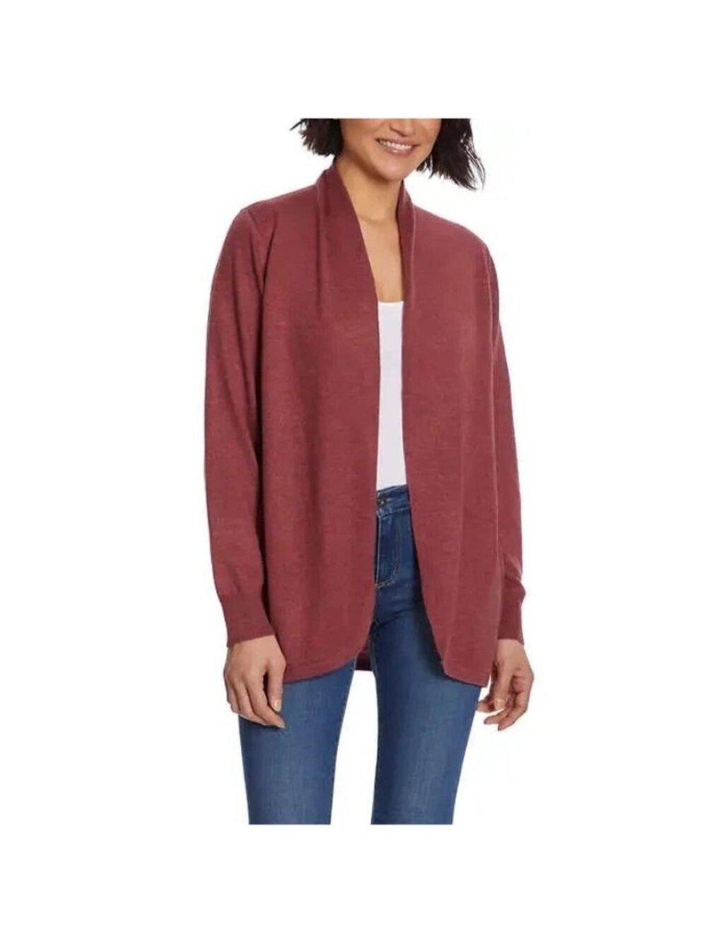 NWT Ella Moss Women's M Cardigan Rust Open Front Lightweight Sweater